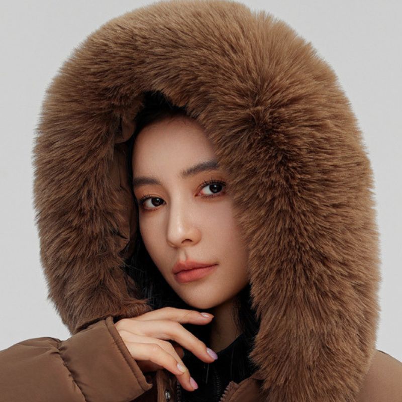Women's Fur Parka with Waist Cinch for Winter Warmth -