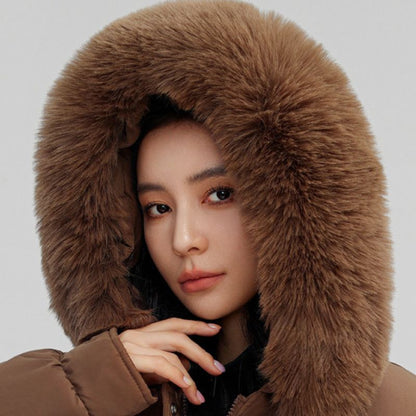 Women's Fur Parka with Waist Cinch for Winter Warmth -
