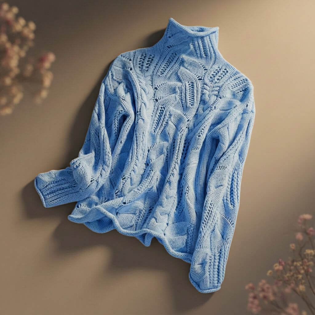Women's Knit Merino Sweater with knit pattern for warmth -