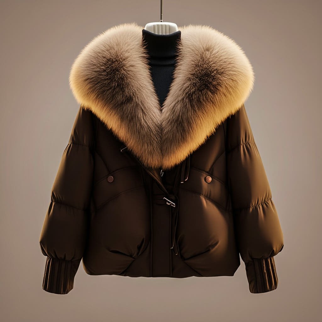 Women's Luxe Fur Short Coat with Oversized Collar for Winter -
