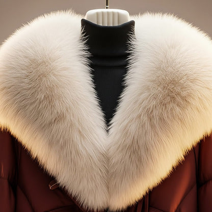 Women's Luxe Fur Short Coat with Oversized Collar for Winter -
