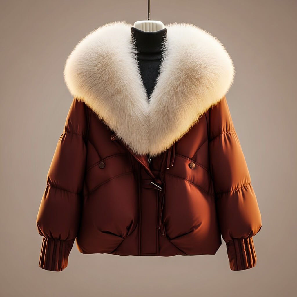 Women's Luxe Fur Short Coat with Oversized Collar for Winter -