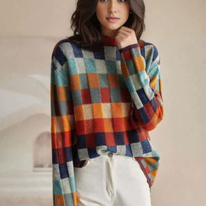 Emma Checkered Merino Sweater -