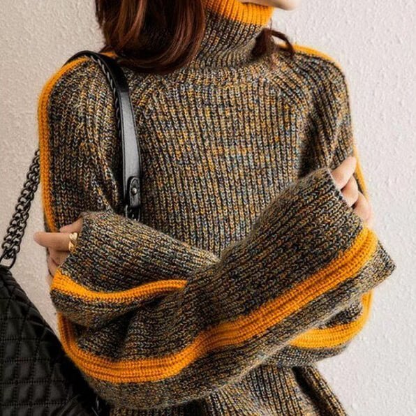 Women's Merino Knit Sweater with funnel neck for Winter -