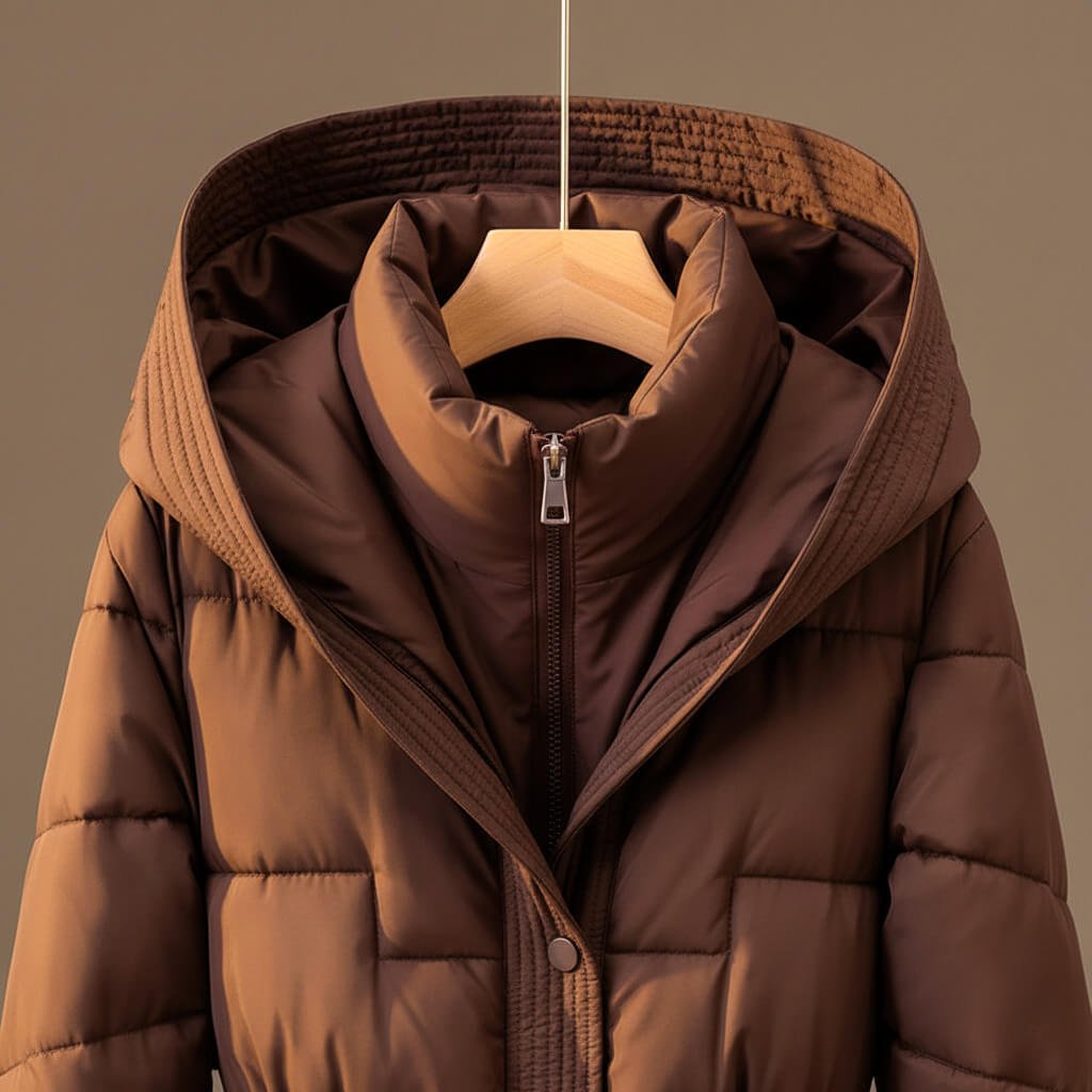 Women's Quilted Hooded Coat with Belted Waist for Winter