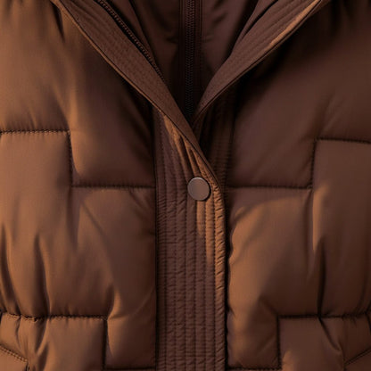 Women's Quilted Hooded Coat with Belted Waist for Winter