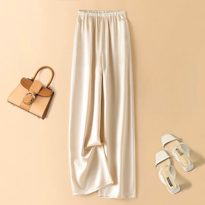 Women's Satin Pants with High-Waisted Silhouette for Evening