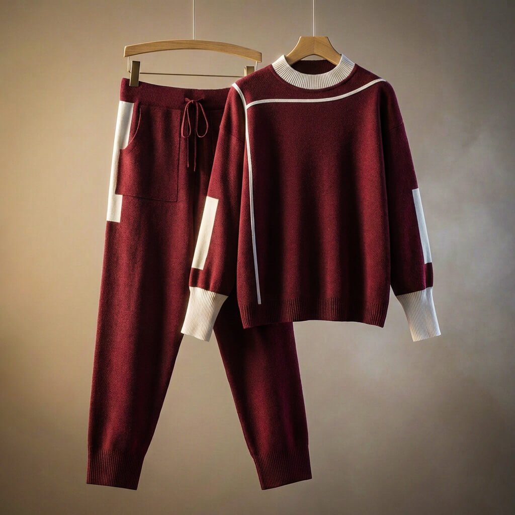 Women's Virgin Wool Set Lounge with soft-touch for lounging
