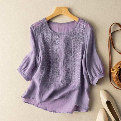 Women's Viscose Blouse with Floral Embroidery for Warm Days