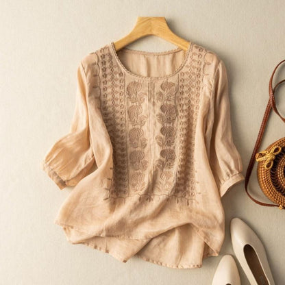 Women's Viscose Blouse with Floral Embroidery for Warm Days
