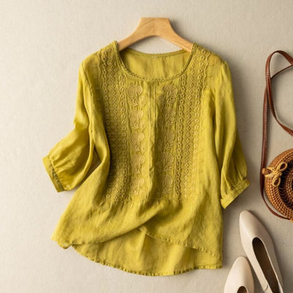 Women's Viscose Blouse with Floral Embroidery for Warm Days