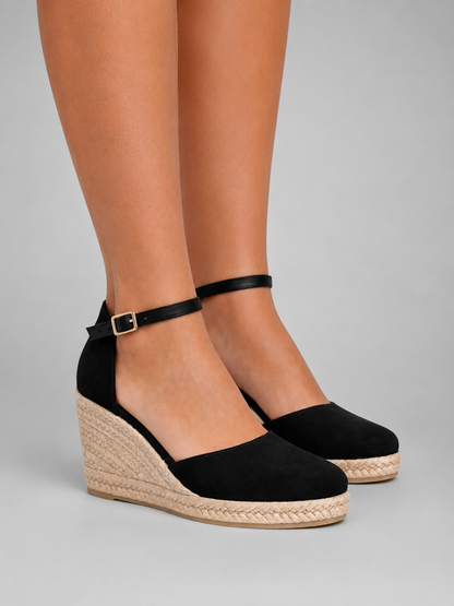 Women's Comfortable Closed Toe Wedge Sandals with Ankle Strap by Tenoura