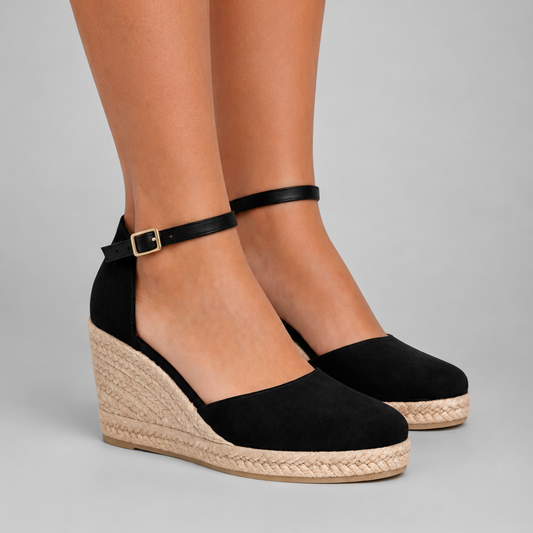Women's Comfortable Closed Toe Wedge Sandals with Ankle Strap by Tenoura