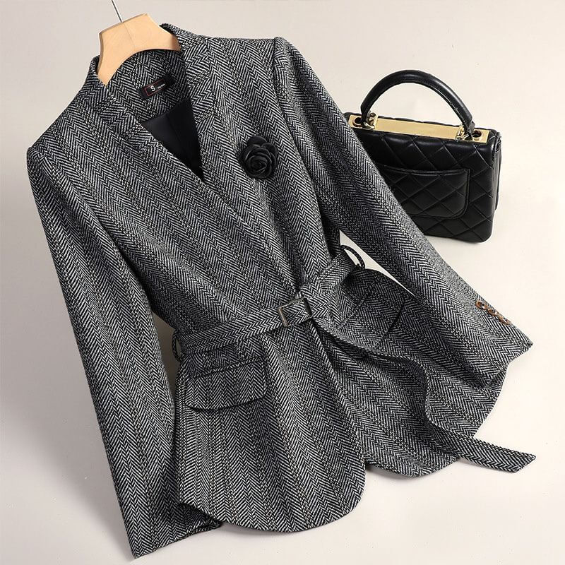Women's Wool Blazer with belted waistline for Workwear -