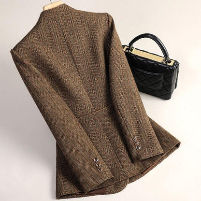 Women's Wool Blazer with belted waistline for Workwear -