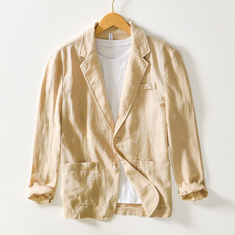 Men's Linen Blazer with Notched Lapels for Summer Events