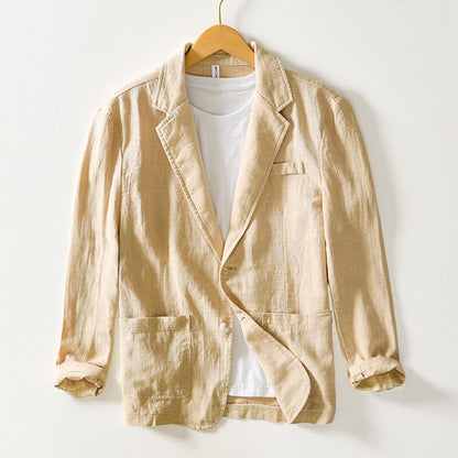 Men's Linen Blazer with Notched Lapels for Summer Events