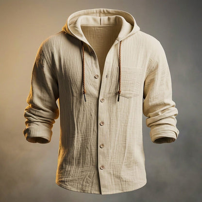 Men's Cotton-Linen Hooded Jacket for Spring Days Outdoors