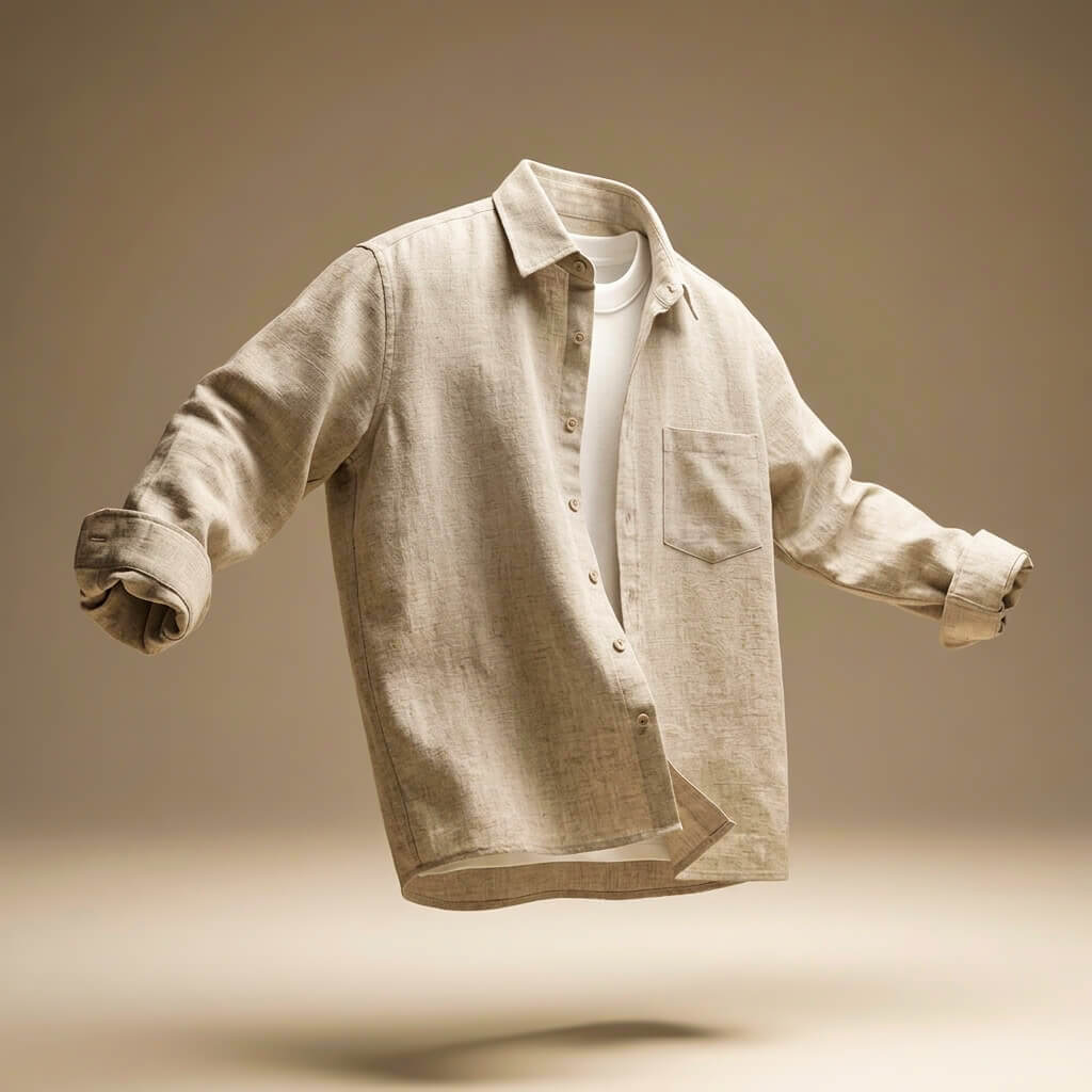 Men's Cotton Linen Shirt with Breathable Texture for Summer