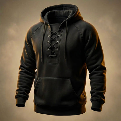 Men's Hoodie with Unique Lace-up Front for Everyday Wear