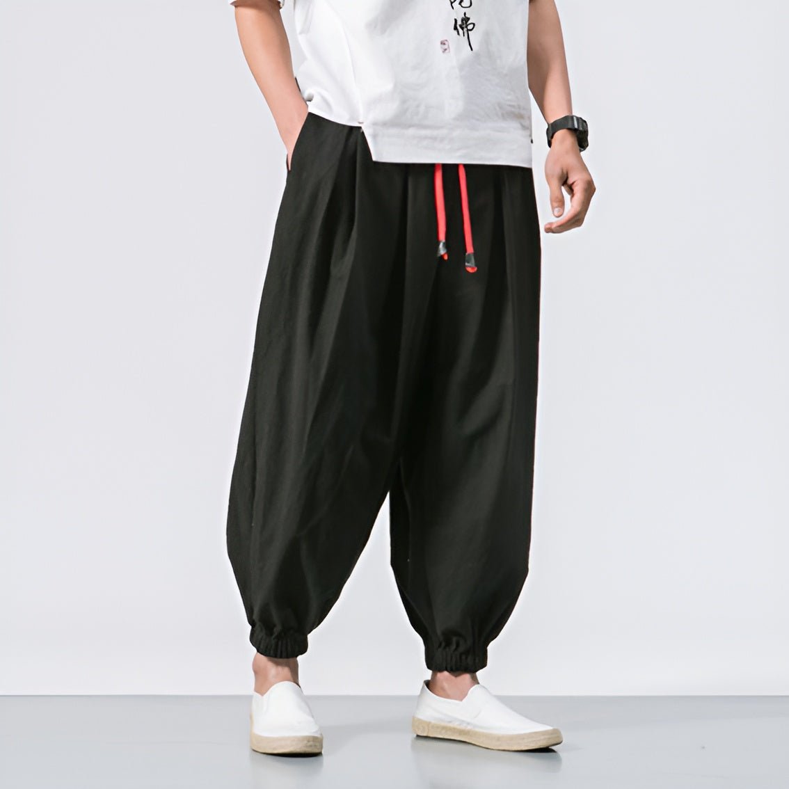 Men's Casual Harem Pants with Elastic Waist for City Wear