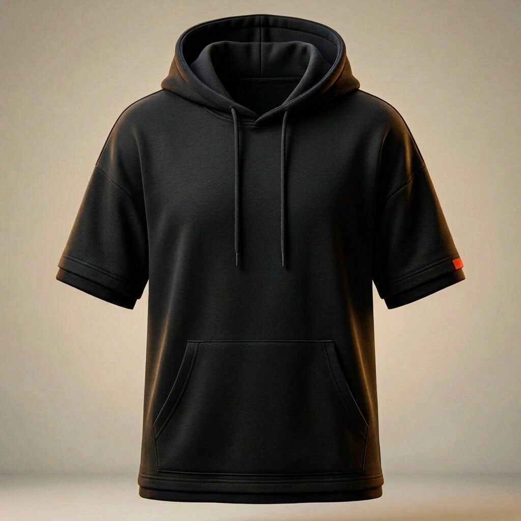 Men's Hooded T-Shirt with Front Kangaroo Pocket for Summer