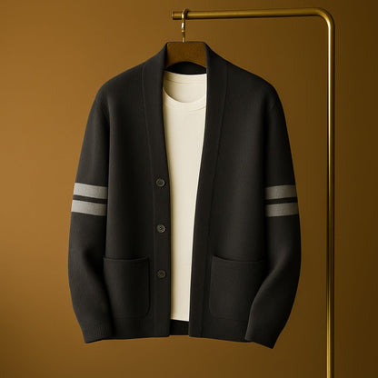Men's Classic Cardigan with Bengal Stripes for Smart-Casual