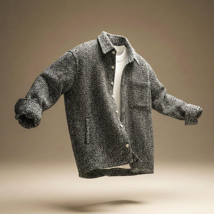Men's Wool Jacket with Boucle Texture for Layering in Cold
