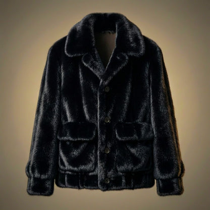 Men's Fur Jacket with Oversized Shawl Collar for Evenings