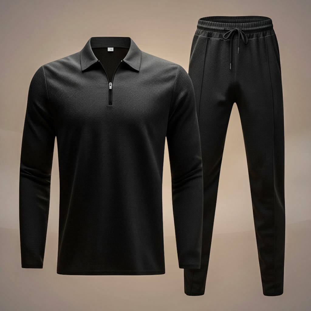 Men's Waffle-Knit Athleisure Set with Soft Hand for Home