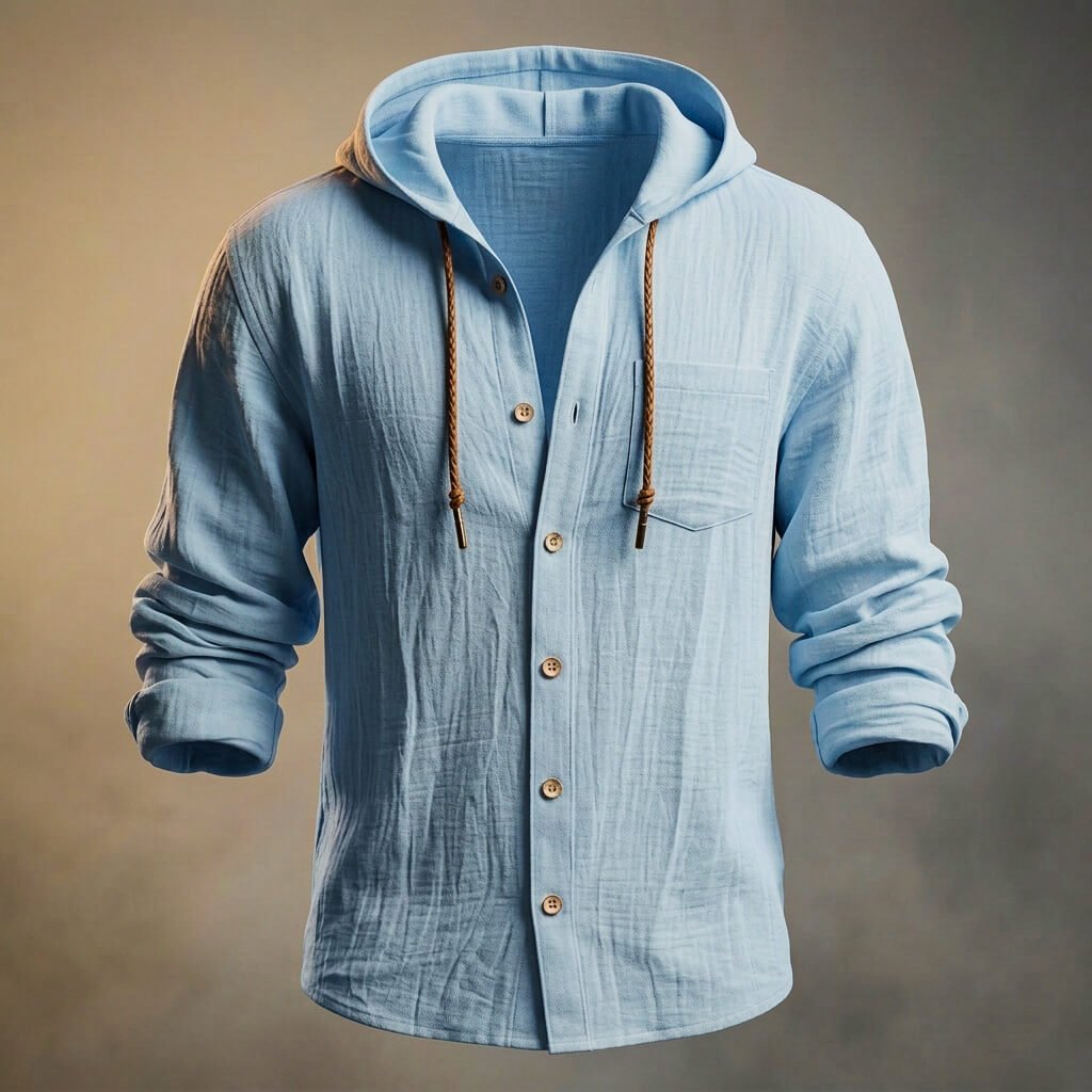 Men's Cotton-Linen Hooded Jacket for Spring Days Outdoors