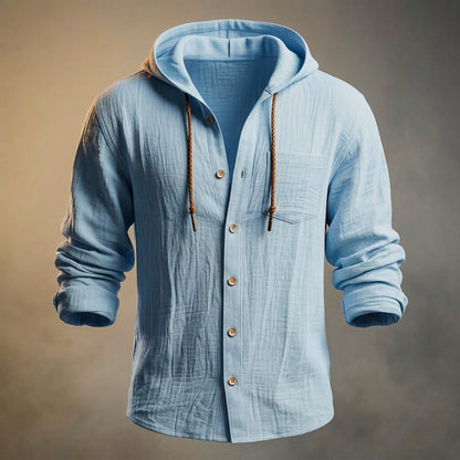 Men's Cotton-Linen Hooded Jacket for Spring Days Outdoors