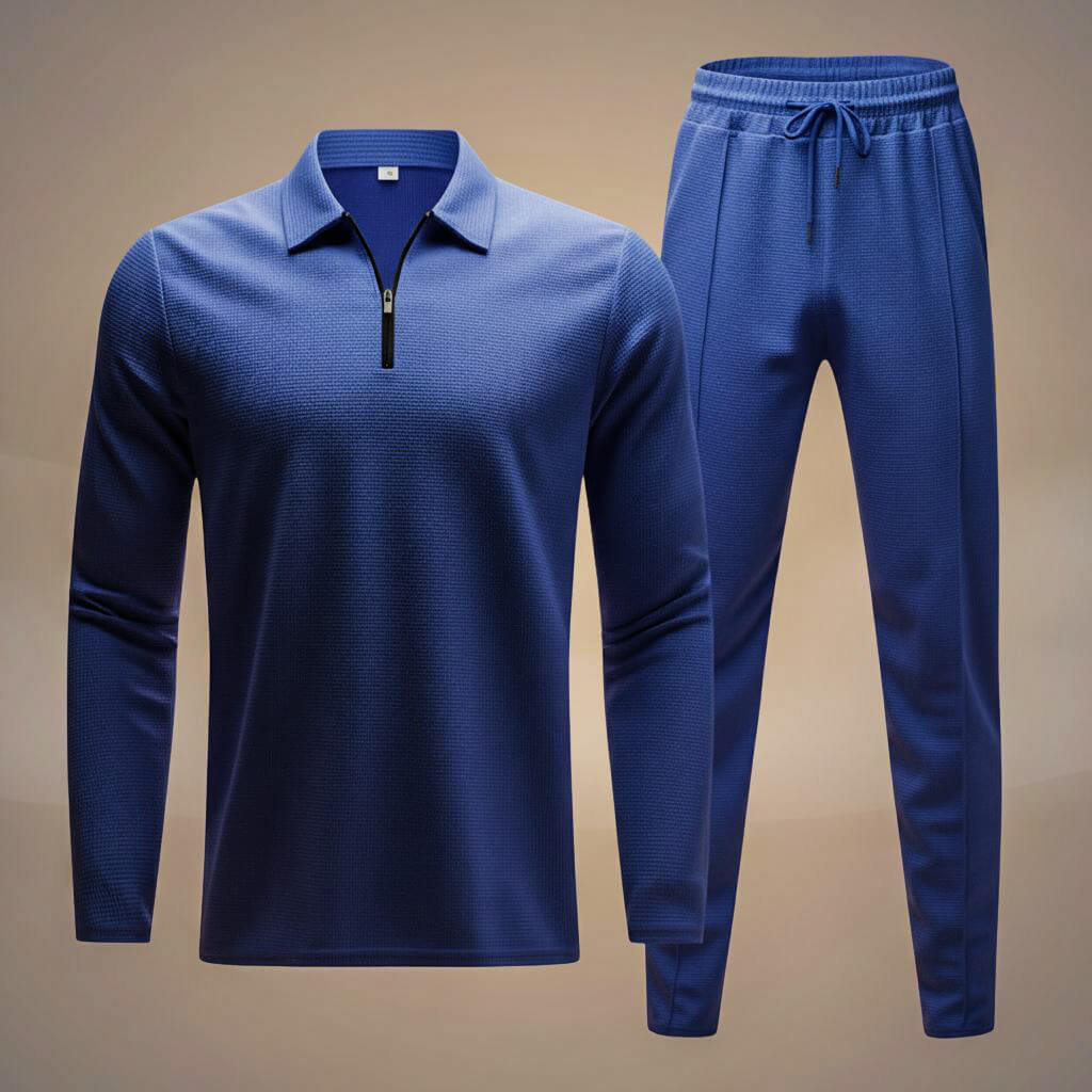 Men's Waffle-Knit Athleisure Set with Soft Hand for Home