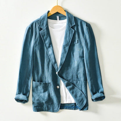 Men's Linen Blazer with Notched Lapels for Summer Events