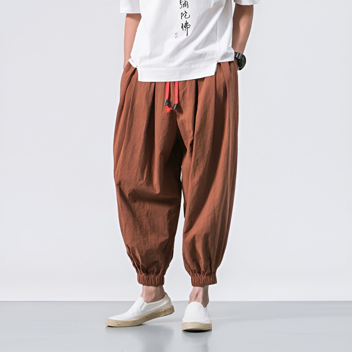 Men's Casual Harem Pants with Elastic Waist for City Wear