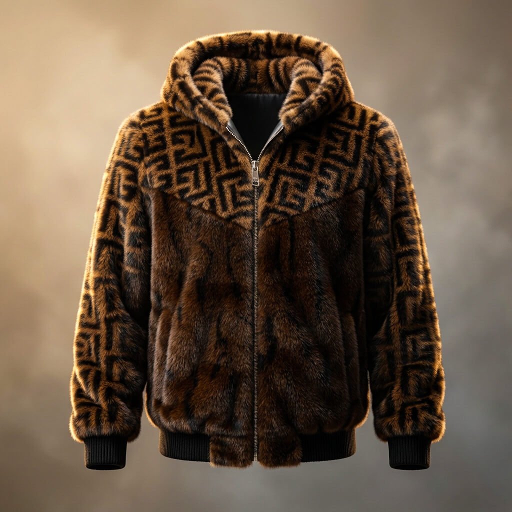 Men's Hooded Fur Jacket for Winter Nights and Cold Days