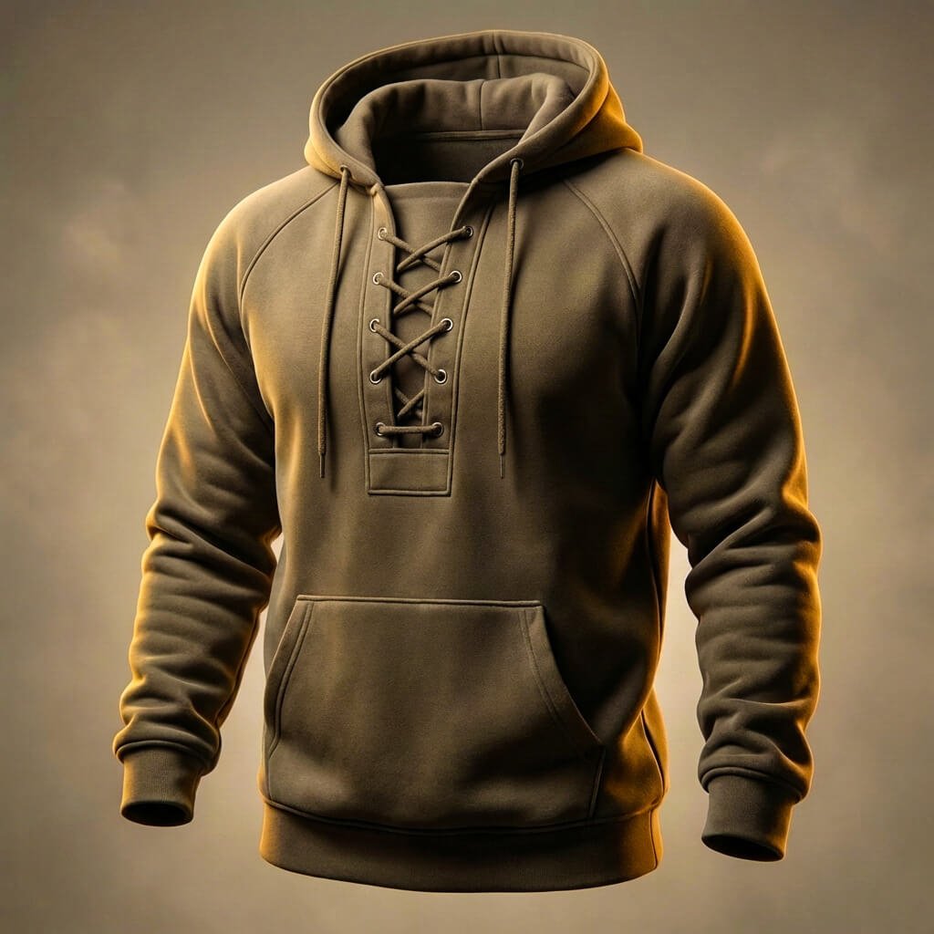 Men's Hoodie with Unique Lace-up Front for Everyday Wear