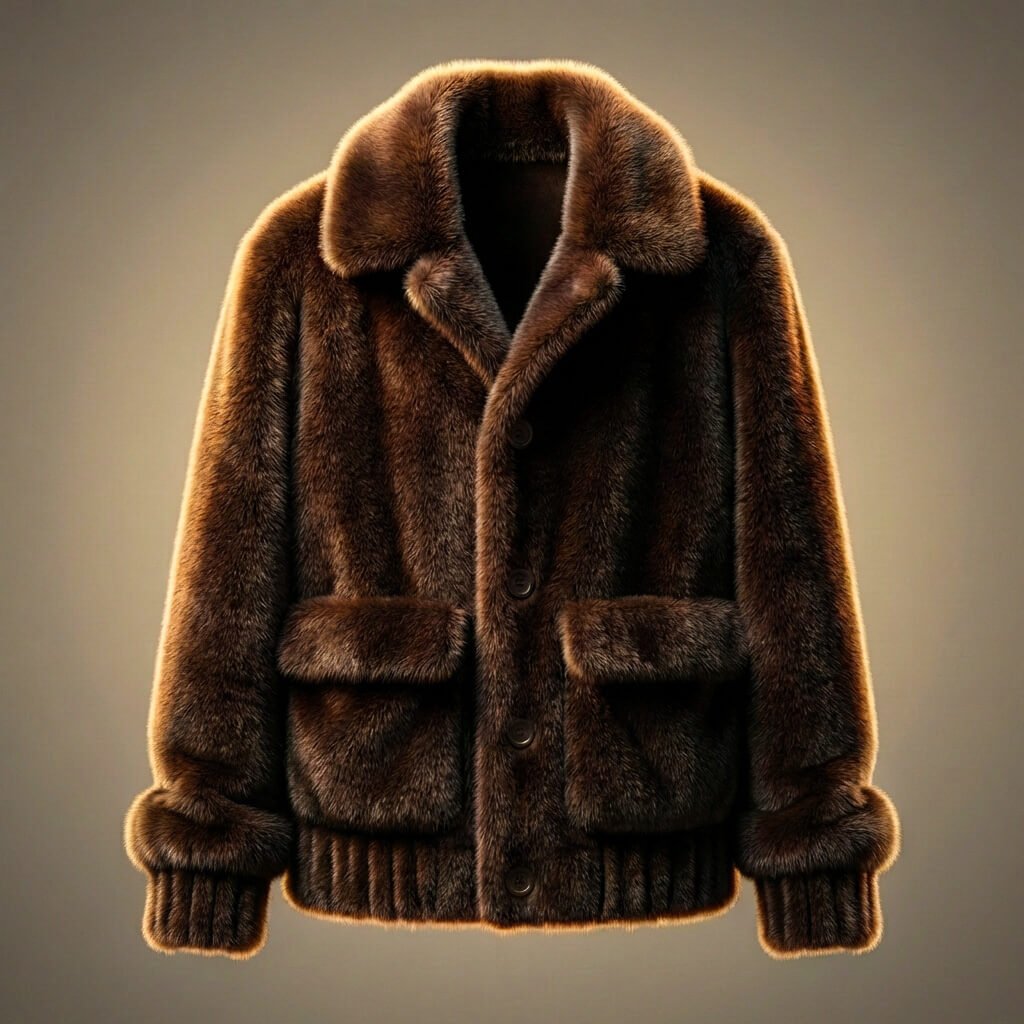 Men's Fur Jacket with Oversized Shawl Collar for Evenings