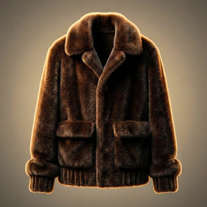 Men's Fur Jacket with Oversized Shawl Collar for Evenings