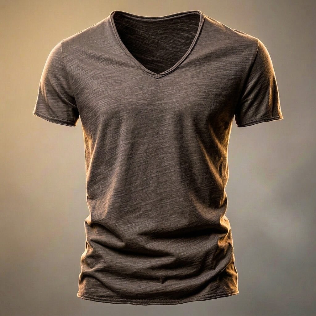 Men's Cotton T-Shirt with V-Neck for Casual Summer Wear