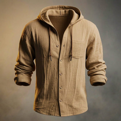 Men's Cotton-Linen Hooded Jacket for Spring Days Outdoors