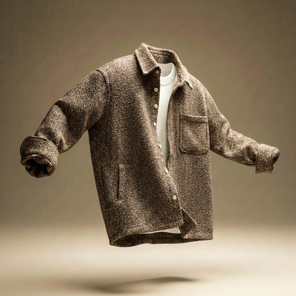 Men's Wool Jacket with Boucle Texture for Layering in Cold