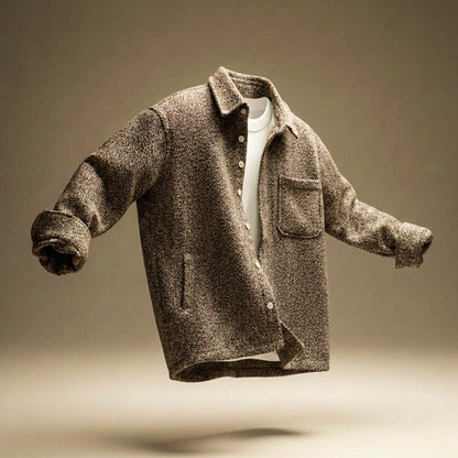 Men's Wool Jacket with Boucle Texture for Layering in Cold