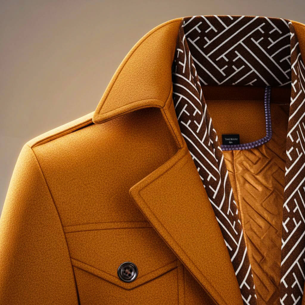 Men's Virgin Wool Coat with Detachable Scarf for Formal wear