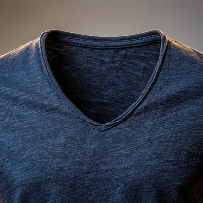Men's Cotton T-Shirt with V-Neck for Casual Summer Wear
