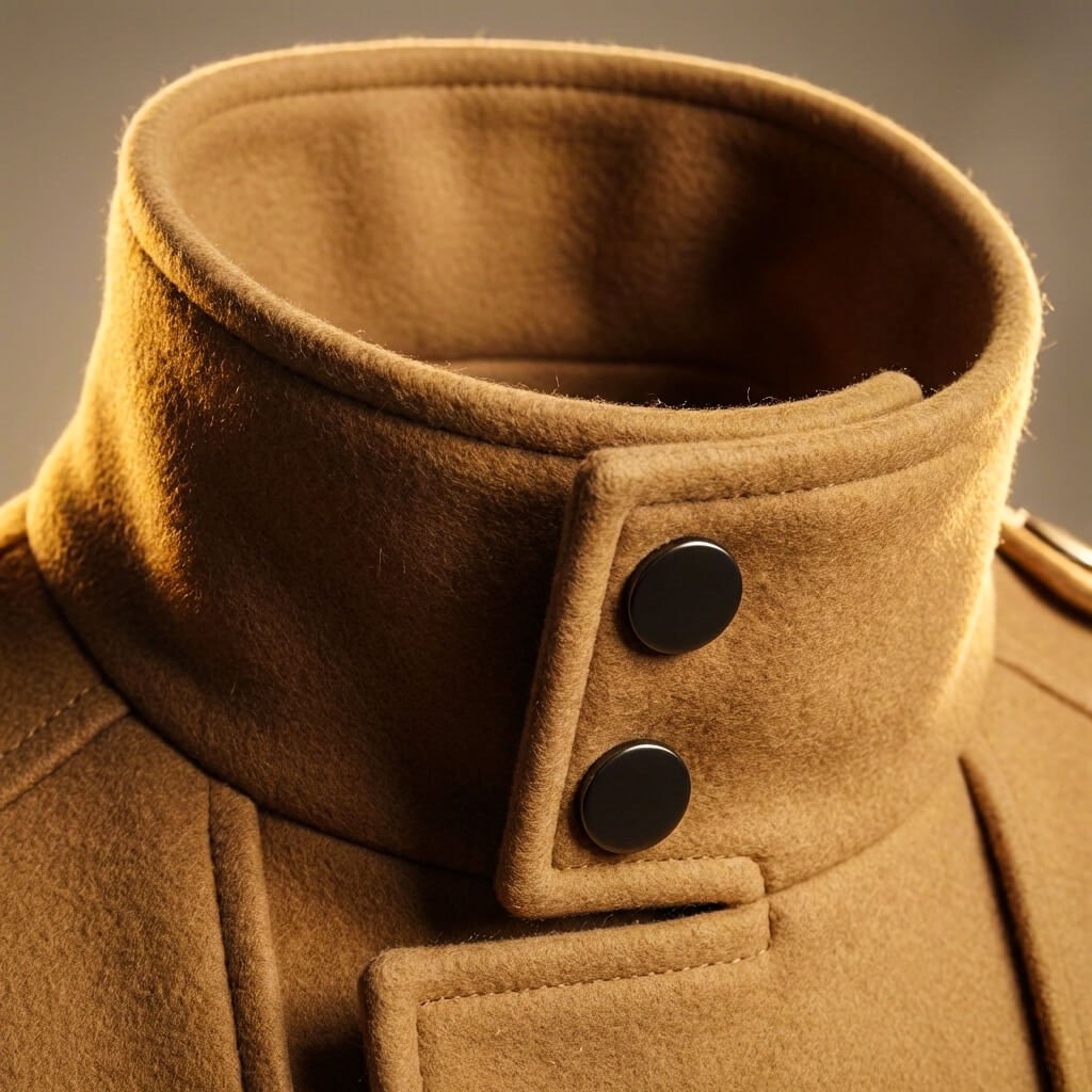 Men's Virgin Wool Coat with Stand Collar for Smart Workwear