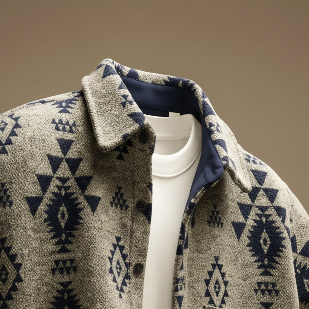 Men's Casual Wool Jacket - Textured warmth for layering