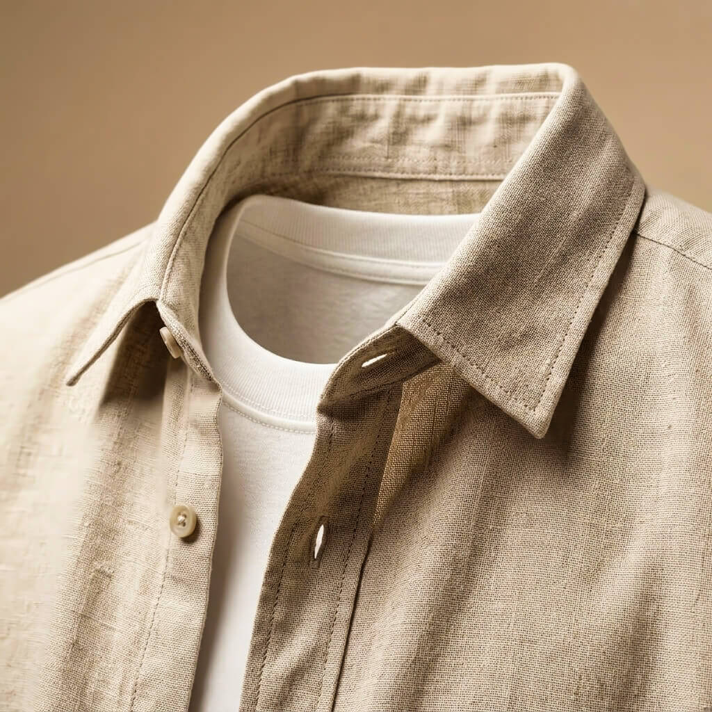Men's Cotton Linen Shirt with Breathable Texture for Summer
