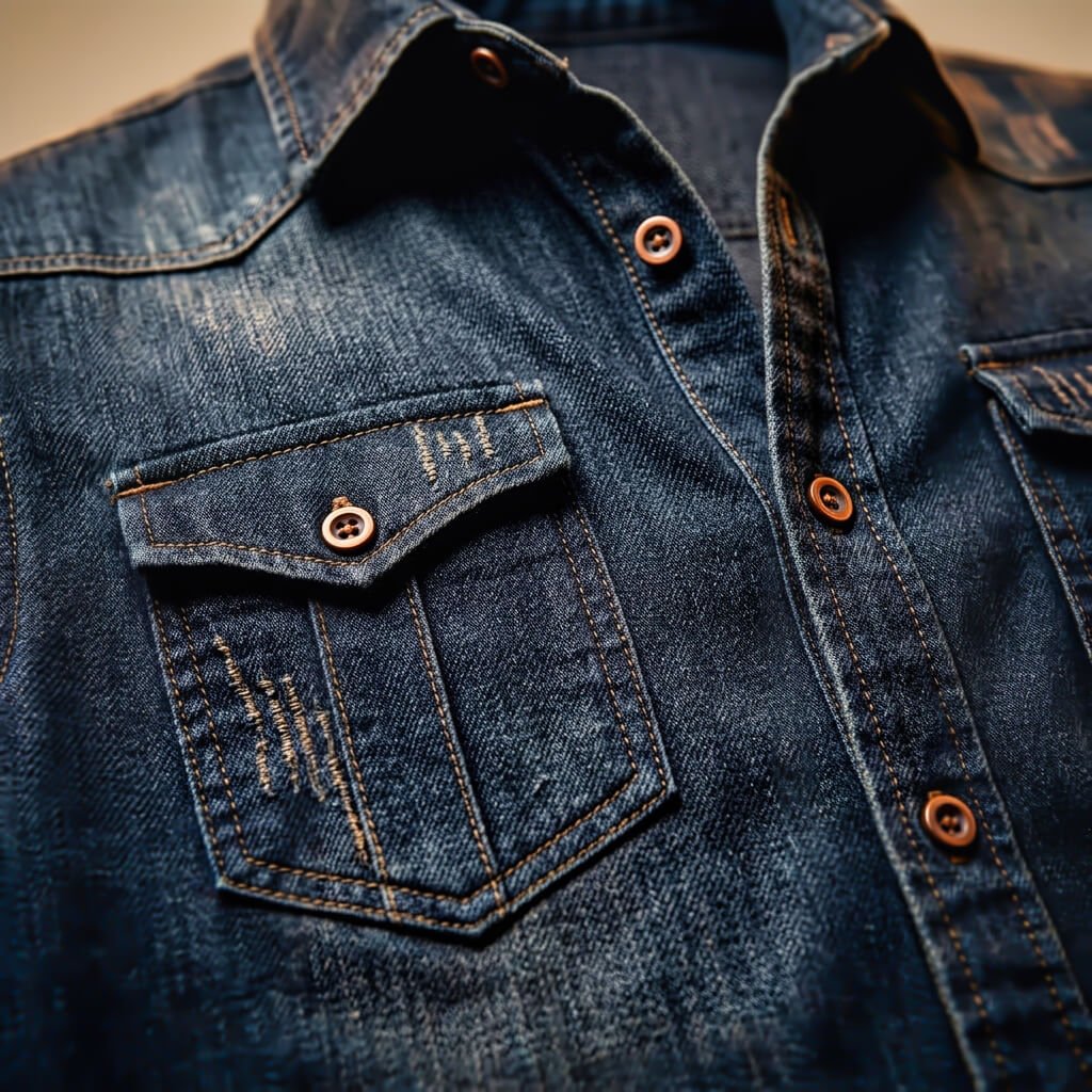 Men's Casual Denim Shirt with Organic Cotton for Office