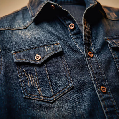 Men's Casual Denim Shirt with Organic Cotton for Office